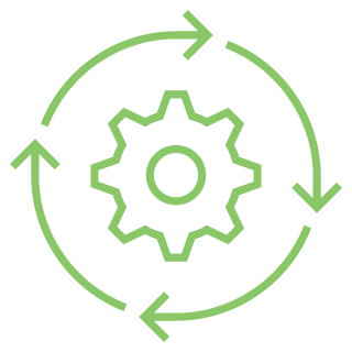 Icon of a gear with arrows circling it